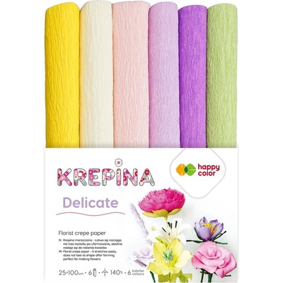 Krepový papier Happy Color 25x100 cm - mix 6 farieb Delicate