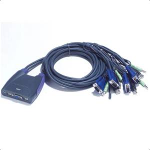 ATEN KVM суич ATEN CS64US, от 2x USB A, 1x VGA, 1x 3.5mm jack към 4x USB A, 4x VGA, 4x 3.5mm jack (CS64USB)