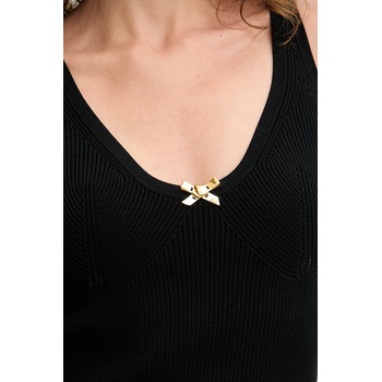 Elisabetta Franchi Рокля Elisabetta Franchi в черно къса с кройка по тялото AM62S51E3 (AM62S51E3)