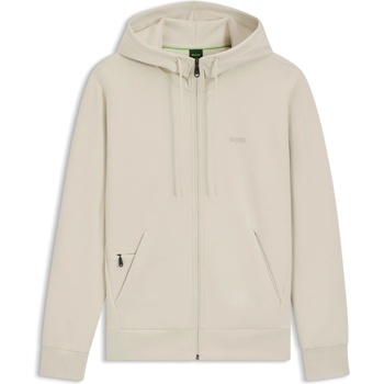 HUGO BOSS Суичър Boss Mens BOSS GREEN Full-Zip Hoodie with Adjustable Drawstring Hood - Streamlined Design - Open White