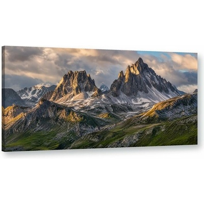 Obraz na plátně – Skalnaté horské vrcholy 100 × 50 cm