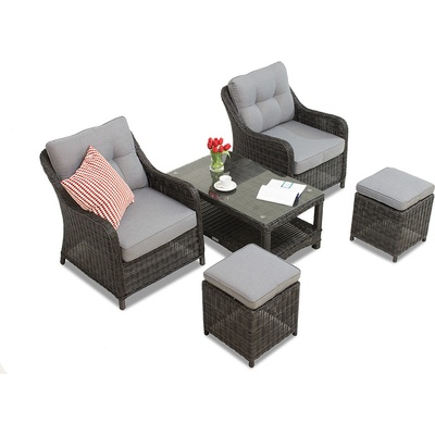 Garden Point Техноратанов комплект Toledo Terrace антрацит с пуфове Garden Point (GAP132-TERPU)