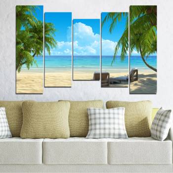 Vivid Home Картини пана Vivid Home от 5 части, Море, Канава, 160x100 см, 4-та Форма №0135