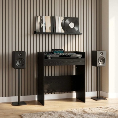 vidaXL DJ маса Черен дъб 102 x 45 x 102 см Инженерна дървесина (8006741)