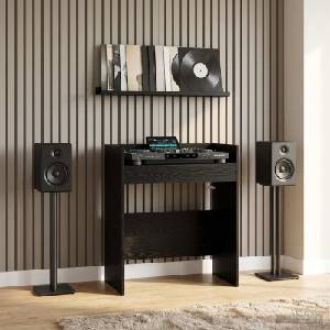 vidaXL DJ маса Черен дъб 102 x 45 x 102 см Инженерна дървесина (8006741)