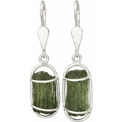 Vltavín Moldavite Stříbrné náušnice s vltavíny P36 0055