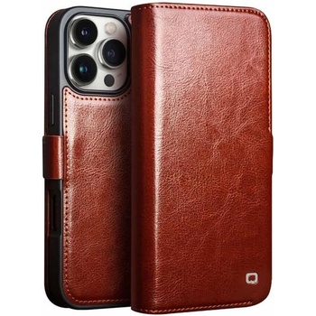 Qialino Кожен Калъф за iPhone 16 Pro, Qialino Book Case, Кафяв (5966011150542)