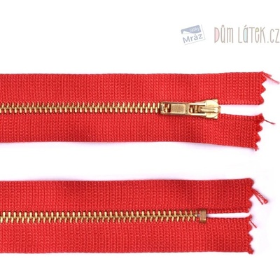 Zip mosadzný nedeliteľný červená 20 cm
