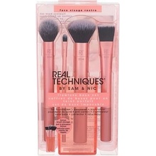 Real Techniques Brushes Base Core Collection dámský set štětec na konturování 1 ks + štětec pro přesné detaily 1 ks + štětec na pudr 1 ks + štětec na make-up 1 ks + stojánek 1 ks