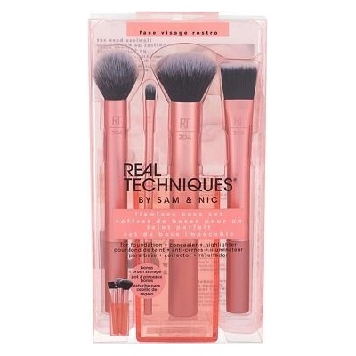 Real Techniques Brushes Base Core Collection dámský set štětec na konturování 1 ks + štětec pro přesné detaily 1 ks + štětec na pudr 1 ks + štětec na make-up 1 ks + stojánek 1 ks – Zboží Dáma