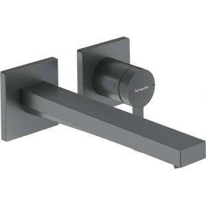 Hansgrohe Tecturis E - Скрита смесителна батерия за умивалник, със сифон, монтаж с 2 отвора, EcoSmart+, матиран черен хром 73051340 (73051340)