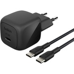 Belkin BOOSTCHARGE мрежово зарядно устройство с Type-C конектор, 45 W, PD бързо зареждане 3.0 + кабел Type-C, ЧЕРНО WCA013KQ1MBK-B6 (WCA013KQ1MBK-B6)