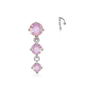 Šperky4U Obrácený piercing do pupíku s růžovými opality WP0008-PK