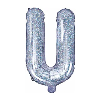 Image 1 of PartyDeco Балон от фолио Mini - Буква U 35см холографичен