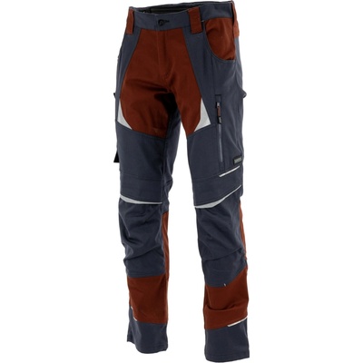 Sara Workwear Strečové kalhoty COTTONFLEX grafitové cihlově červené