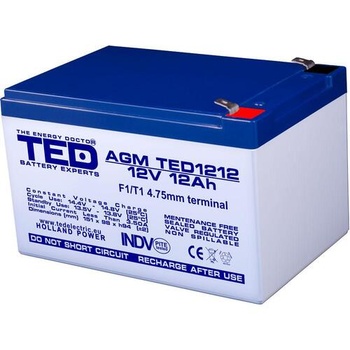 Ted electric Оловна Батерия TED ELECTRIC 12 V / 12 Ah- 152 / 98 / 96 mm AGM (TED-12V-12-AGM)