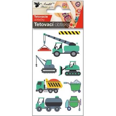 Anděl Tetovací obtisky stavební stroje 10,5 x 6 cm