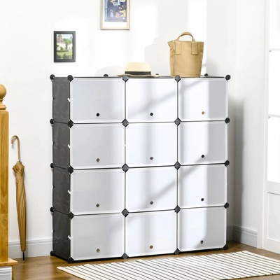 Homcom Botník s úložnými boxy 125 x 32 x 125 cm černý + bílý