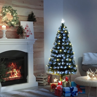 HOMCOM Umělý vánoční stromek s LED osvětlením Ø75 x 150 cm zelený