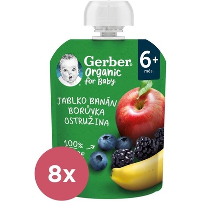 Gerber Organic kapsička jablko banán borůvka ostružina 90 g