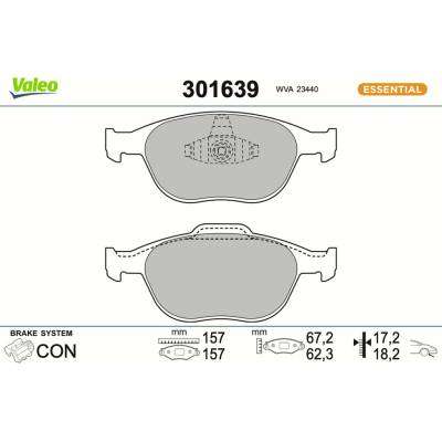 Sada brzdových platničiek kotúčovej brzdy VALEO 301639