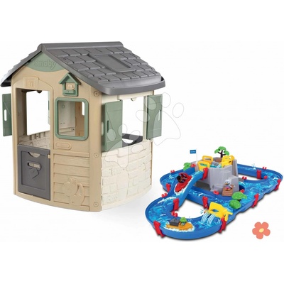 Smoby Set domeček ekologický s vodní dráhou s jeskyní Neo Jura Lodge Playhouse Green