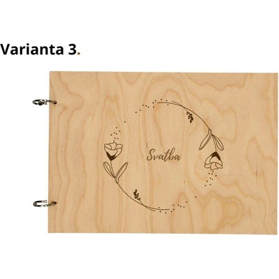 Dřevěné Fotoalbum na Šířku A4 Motiv Svatba Výběr Variant Varianta: Varianta 3