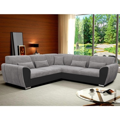 Filex Разтегателен l-образен ъглов диван viseu с място за съхранение, дясна, сив/черен (ff0003)