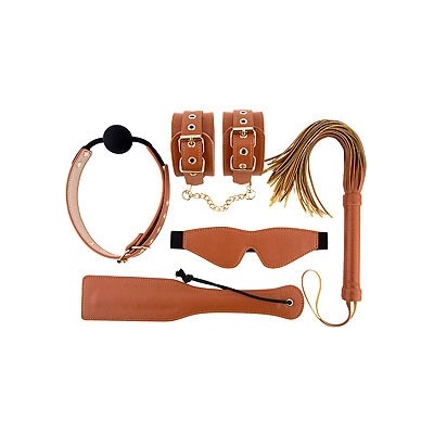 Blaze Elite BDSM Set Vegan Leather Cognac sadomaso sada z umělé kůže
