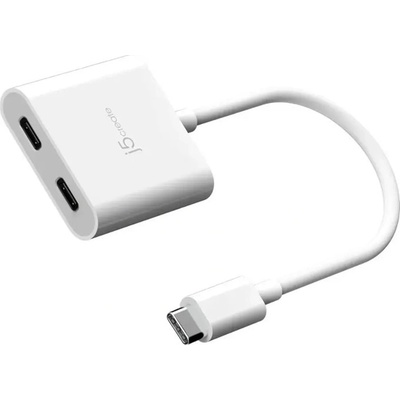 j5create Адаптер j5create JCA164, от USB-C(м) към 2x USB-C(ж), 100W, бял (J5-JCA164)