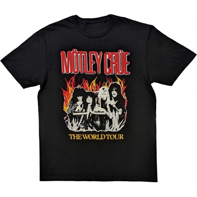 Motley Crue tričko Vintage World Tour Flames čierne