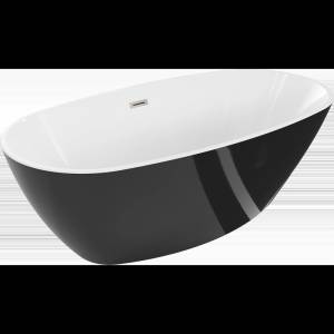 Mexen Eris свободностояща вана 180 x 80 см, бяла/черна, преливник четкан никел (53441808075-97)