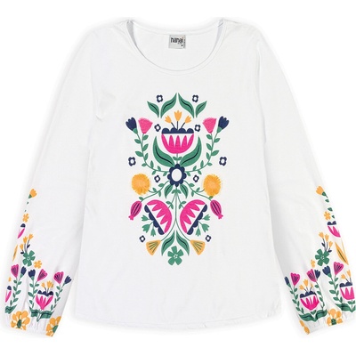 Dívčí top NANAI FLOWERS bílý