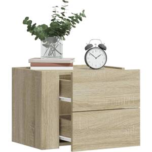 vidaXL Нощни шкафчета за стенен монтаж, 2 бр, сонома дъб, 45x30x35 см (848330)