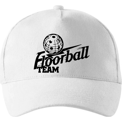 Florbal team so zahnutým šiltom a látkovou sponou Biela
