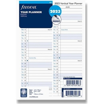 Filofax Roční plánovací kalendář 2023 vertikální Aj náplň A5 diářů
