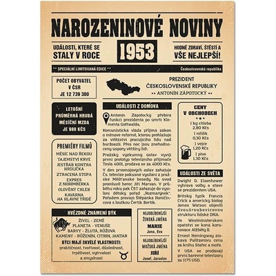 Narozeninové noviny 1953 - jednostranné