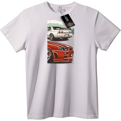 NOONEBRAND Тениска Car Mania с Два Автомобила - S, White