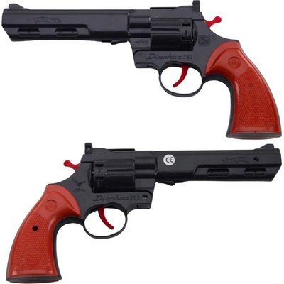LEAN Toys Revolver na kapsle černý, zvuková imitace výstřelu