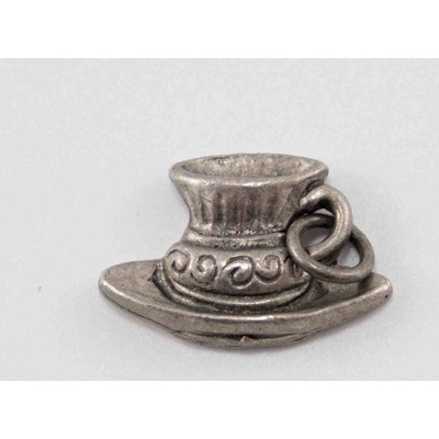 Kovový prívesok - hrnček na tanieriku - 1,8 cm x 1,3 cm
