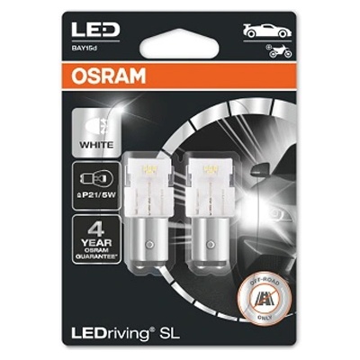 Крушка OSRAM LED P21/5W, 12V, 2W, 6000К, 27/154lm, 2 броя