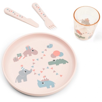 Done by deer Детски прибори за хранене и съдове Foodie Celebration розови 4 части (1546101)