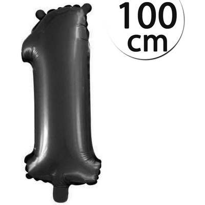 FUN RAG 1Black 215111 heliový balón fóliový číslo 1 černý 100 cm