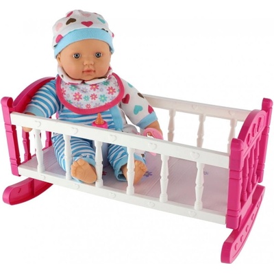 Teddies miminko 38 cm měkké tělo s dudlíkem s kolébkou