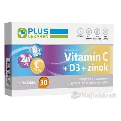 Plus Lekáreň Vitamín C + D3 + zinok 30 tabliet