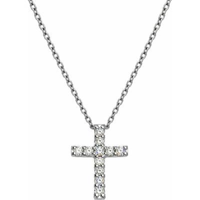 Zlaton Řetízek bílé zlato anker kříž s diamanty N23062603468