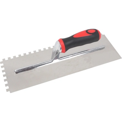 TOPTRADE hladítko nerezové, s pogumovanou rukoväťou, zub 8 mm, 360 x 120 mm, profi