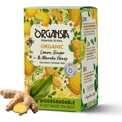 ORGANSIA Lemon ginger & Manuka honey ovocno-bylinný čaj BIO 18 sáčkov