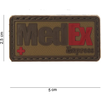 Gumová nášivka 101 Inc nápis MedEx Express - coyote