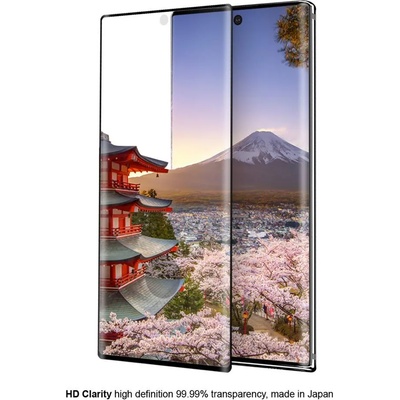 Eiger 3D Glass Case Friendly Curved Tempered Glass - калено стъклено защитно покритие с извити ръбове за целия дисплея на Samsung Galaxy Note 10 Plus (черен-прозрачен)